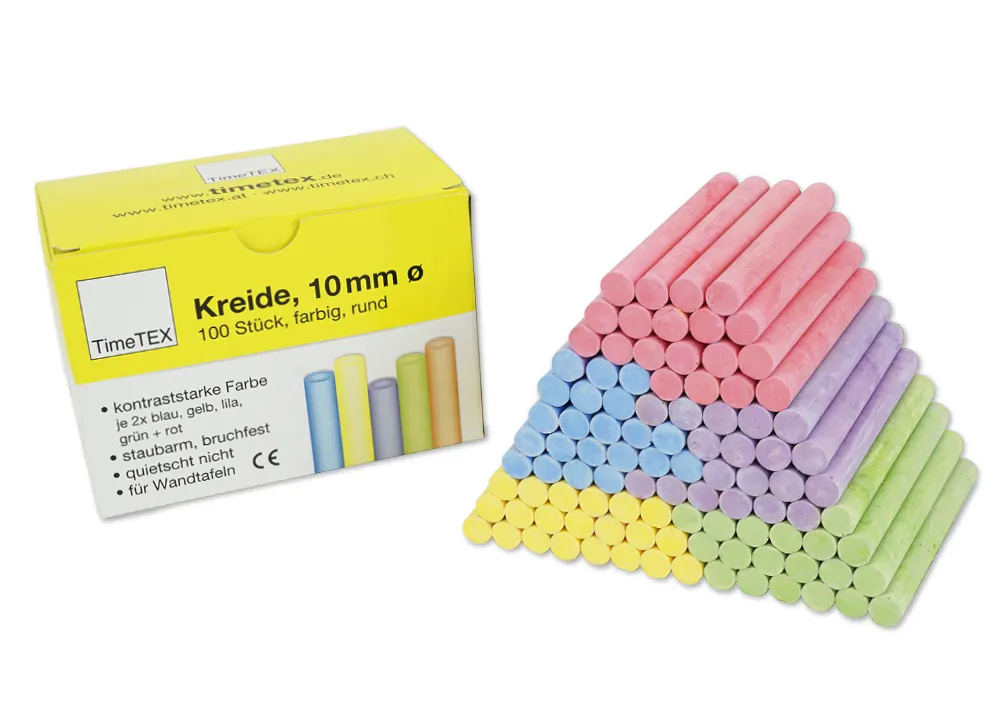 Kreide 10 mm ø, farbig, im 100-er Pack