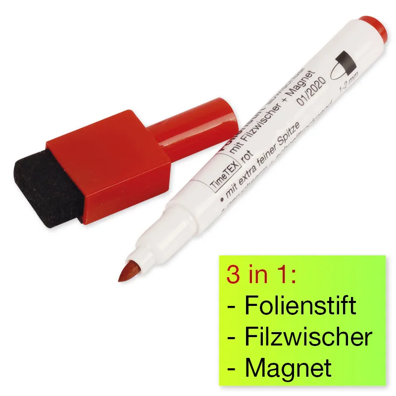 Folienstift Non Permanent mit Filzwischer + Magnet