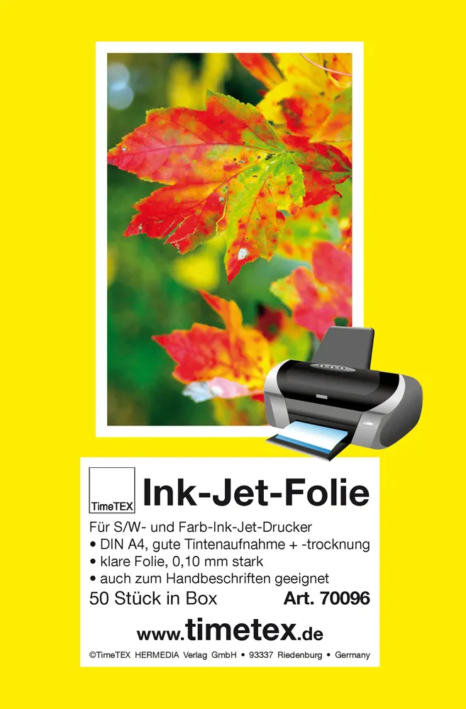 TimeTEX-Ink-Jet-Folie A4 (Tintenstrahl), Box 50 Stück