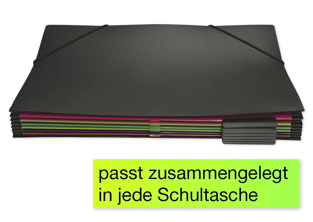 Hänge-Orga-Mappe für A4, 6 Fächer, schwarz